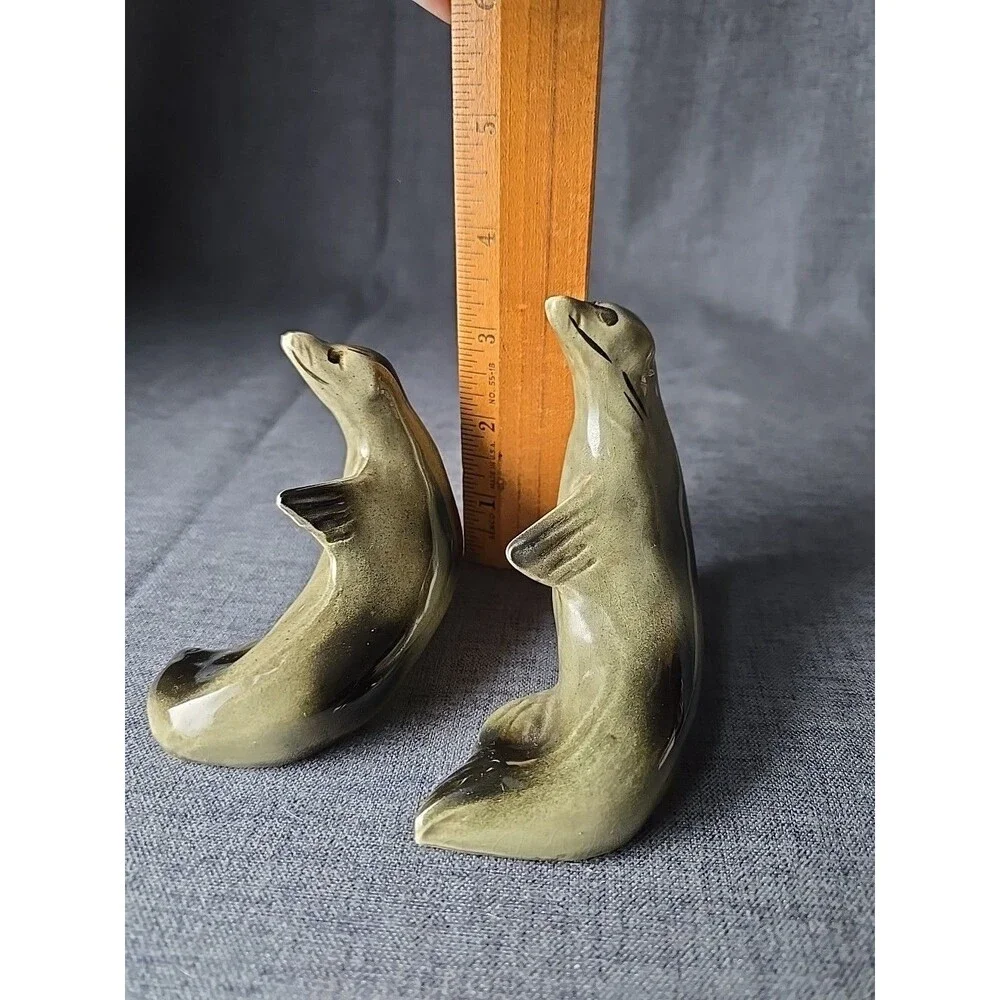 Vintage Lipper and Mann Seals Porcelain Salt and Pepper Shakers Nautical Mermaid